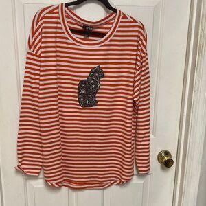 Erika Orange and White Striped Sweater